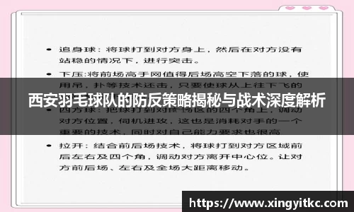 西安羽毛球队的防反策略揭秘与战术深度解析
